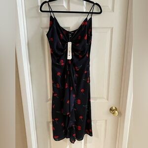 Aqua dress - spaghetti strap, cherry ruffle dresss